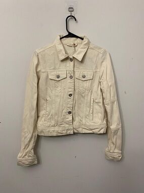 Free People Cream Washed Denim Jacket